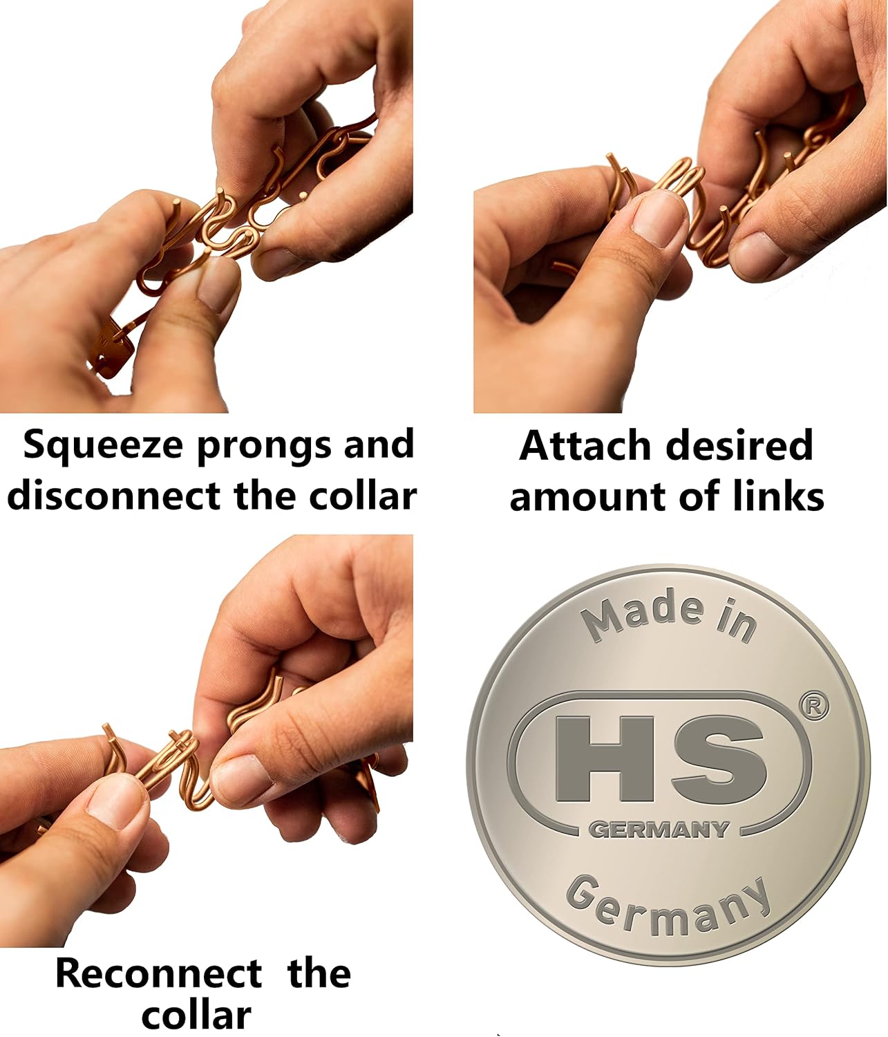 Three piece set of Herm Sprenger imported premium training collar expansion prongs