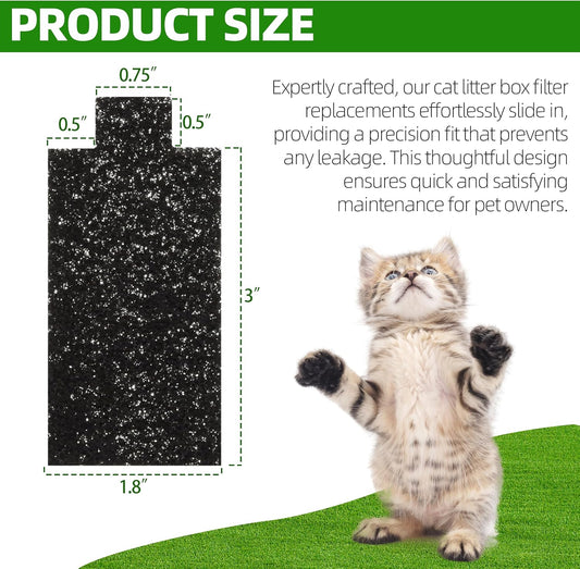 Twelve pack of premium black charcoal deodorizing filter pads for automatic pet litter boxes
