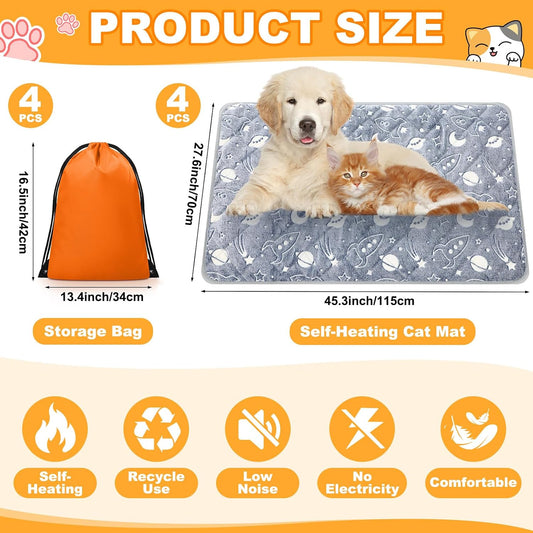 Thermal pet heating pad displaying the rocket and moon space capsule pattern