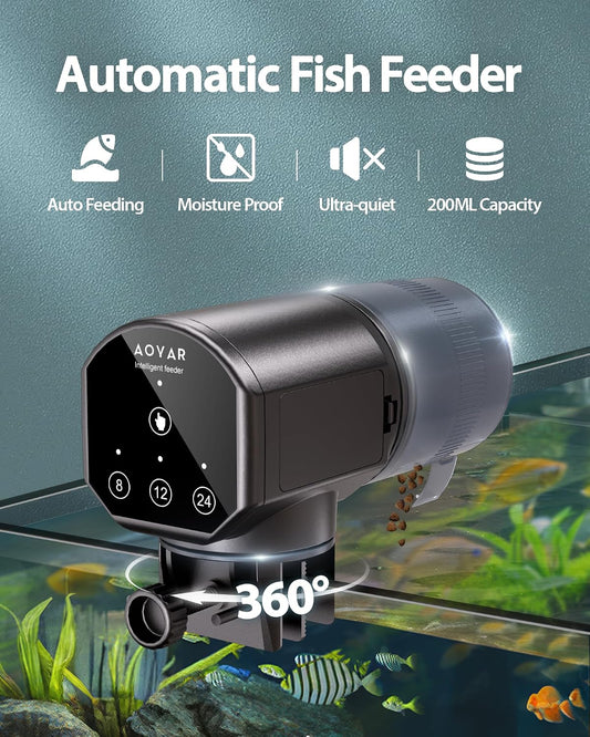Aoyar aquarium auto food dispenser 200ml large capacity drum detail