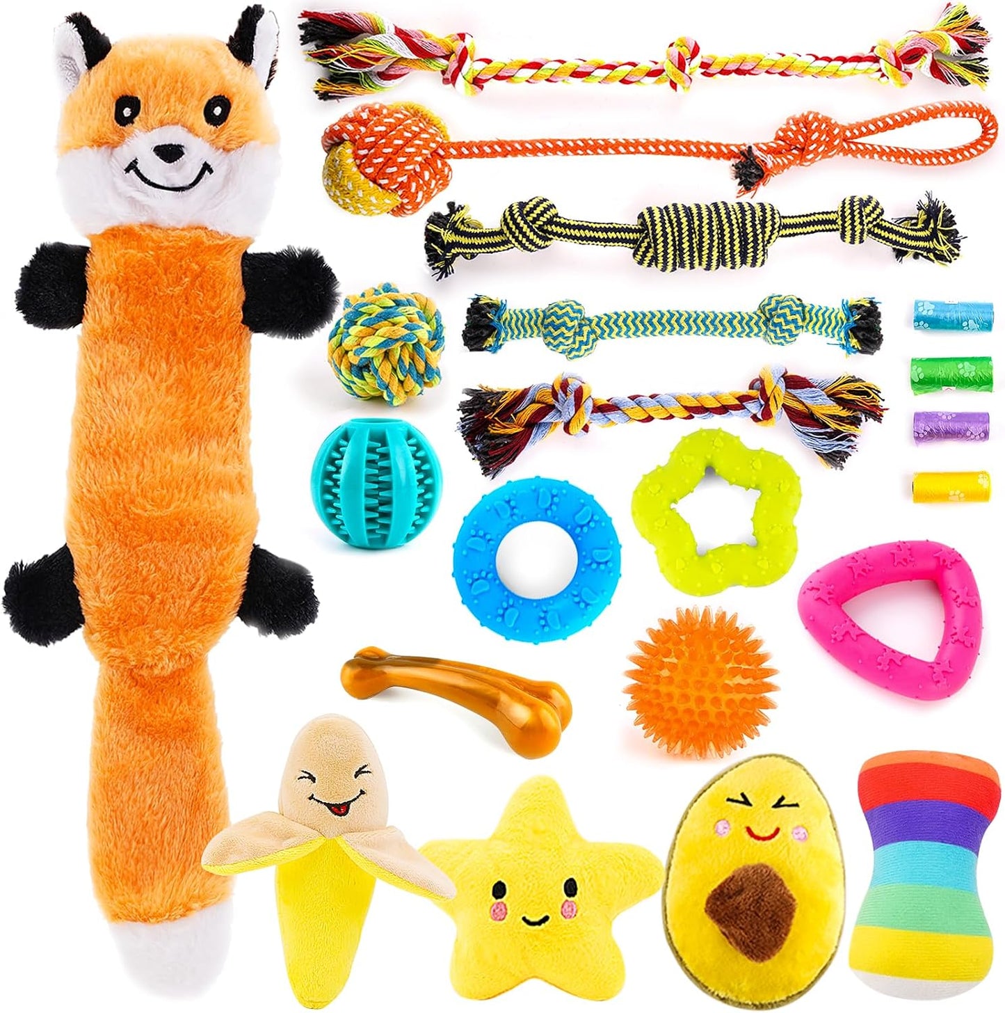 Loyee dog toy set with included waste bags