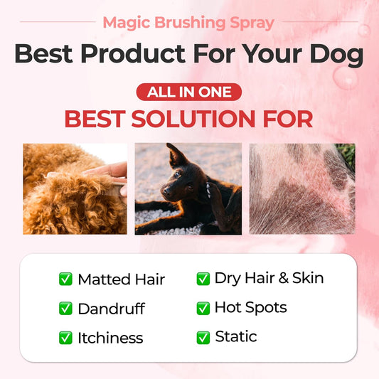 Hypoallergenic pet conditioning mist bottle demonstrating the continuous fine mist nozzle design.