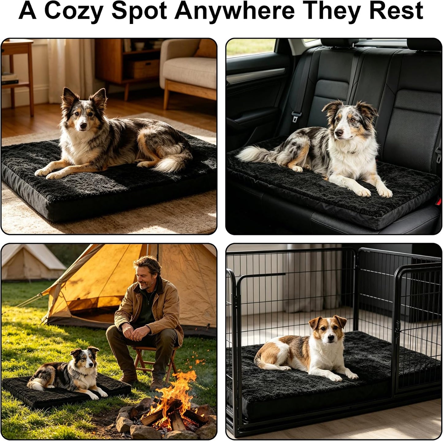 Medium size dog resting on MLIYYBE kennel mat