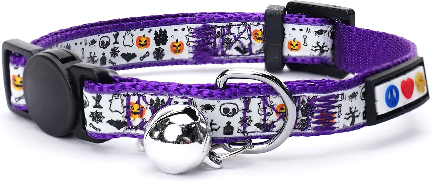 Pawtitas Glow in the Dark Cat Collar with Breakaway Safety Buckle & Bell Adjustable Kitten Collar, Pink - Image 15