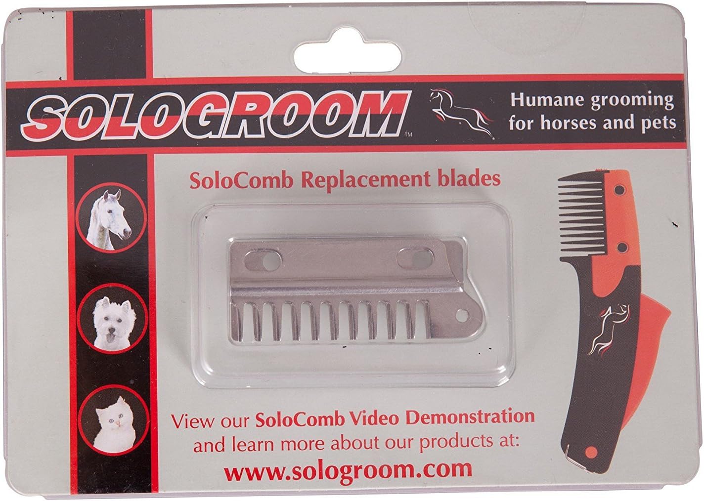 Equistar SoloComb Replacement Blades front view stainless steel equestrian grooming accessory