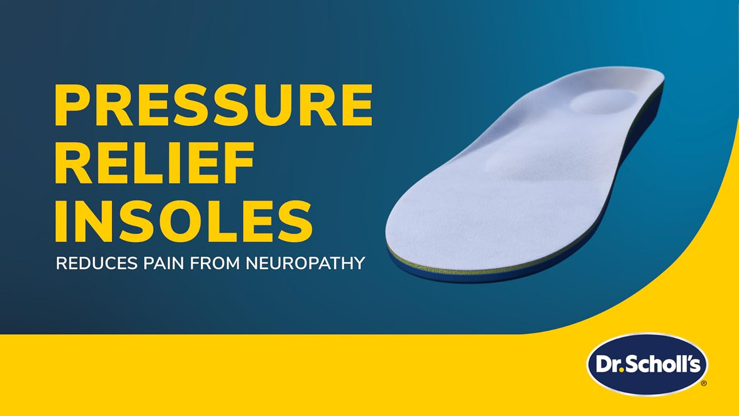 Infographic showing the pressure distribution technology of Dr. Scholl's neuropathy insoles.