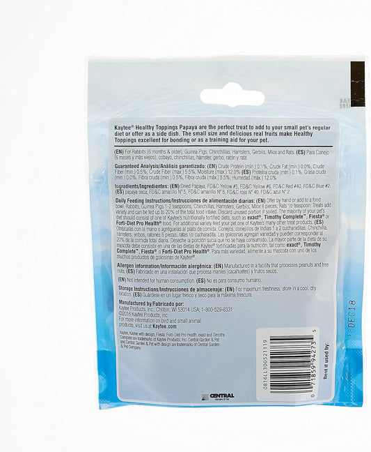 Kaytee dried papaya chunks premium supplement for guinea pigs and hamsters