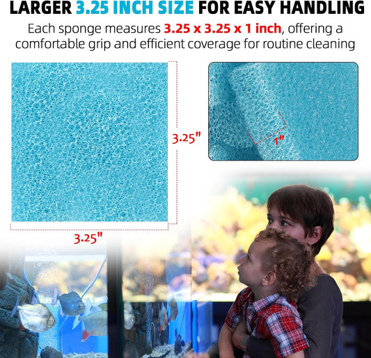 Blue polyurethane fish tank scrubber pad close up detail
