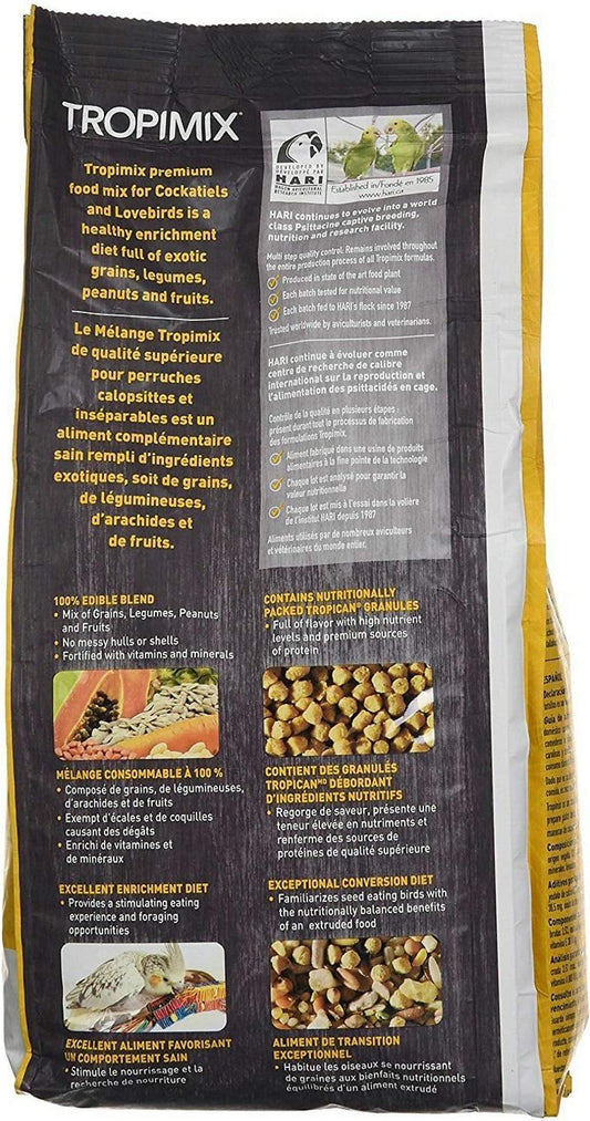 Hari premium parrot food bag showing authentic ingredients like fruits and nuts