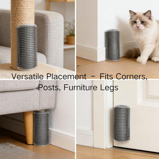 Dhgate wall mounted cat groomer showing the gray and white soft plastic bristles