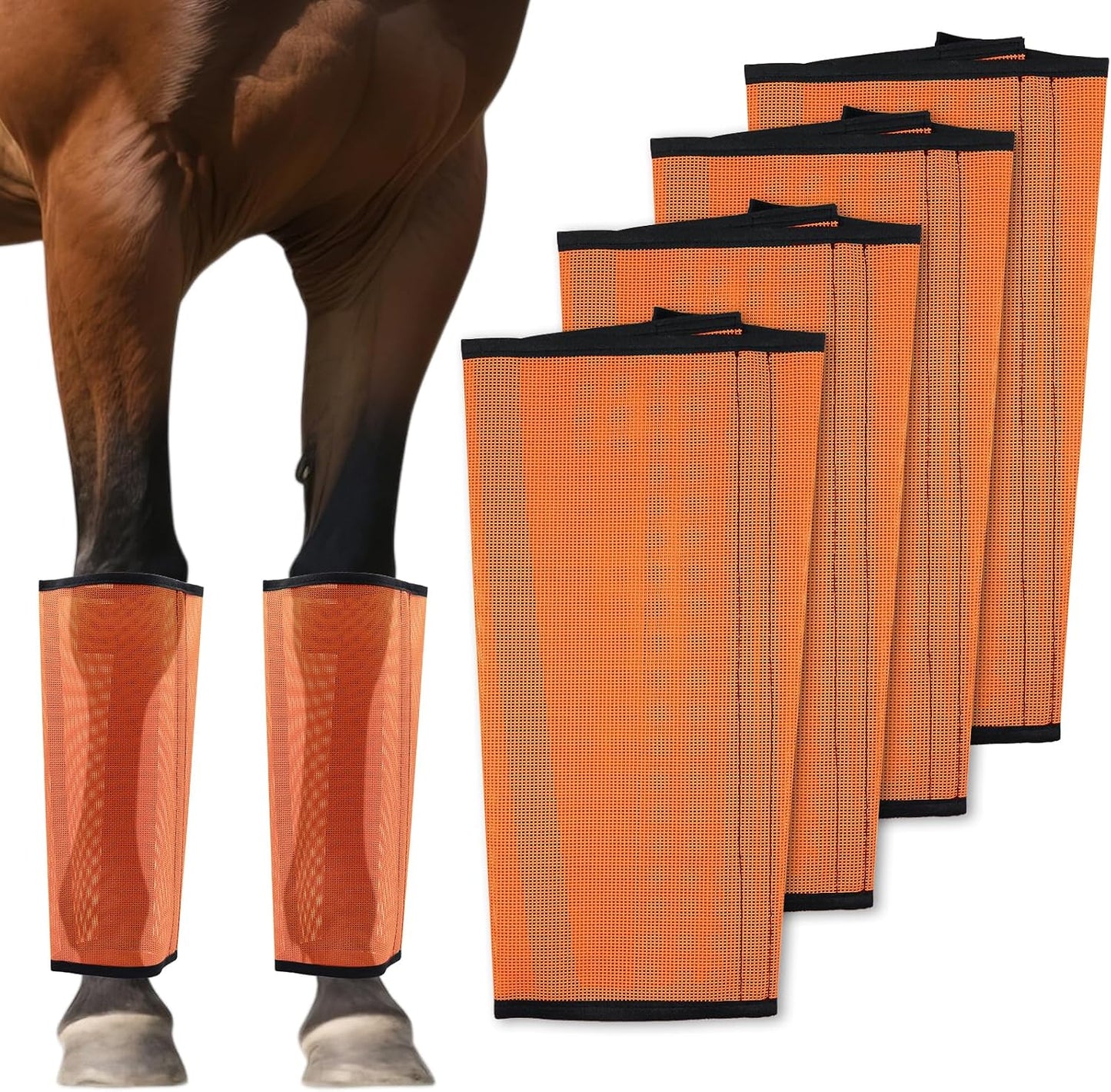 Mesh Horse Fly Boots Set of 4 - Loose Fitting Breathable Leggings for Horses, Adjustable Anti-Stomping Leg Wraps, Stay-Up No-Slip Design for All 4 Legs (Green) - Image 12