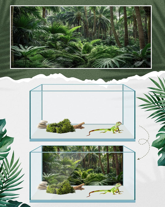 Breling polyester terrarium background 36 by 18 inch installed on a bearded dragon glass enclosure.