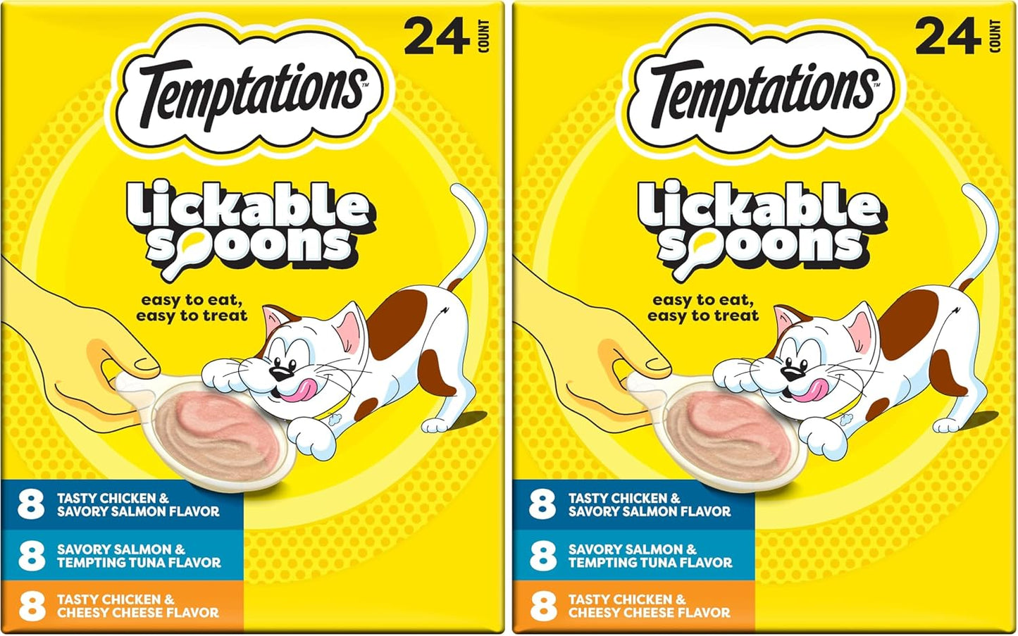 Temptations Lickable Spoons, Soft Lickable Cat Treats, Adult Wet Cat Treats, Savory Salmon and Tempting Tuna Flavor, 4 Spoons, Pack of 12 (48 Total) - Image 15
