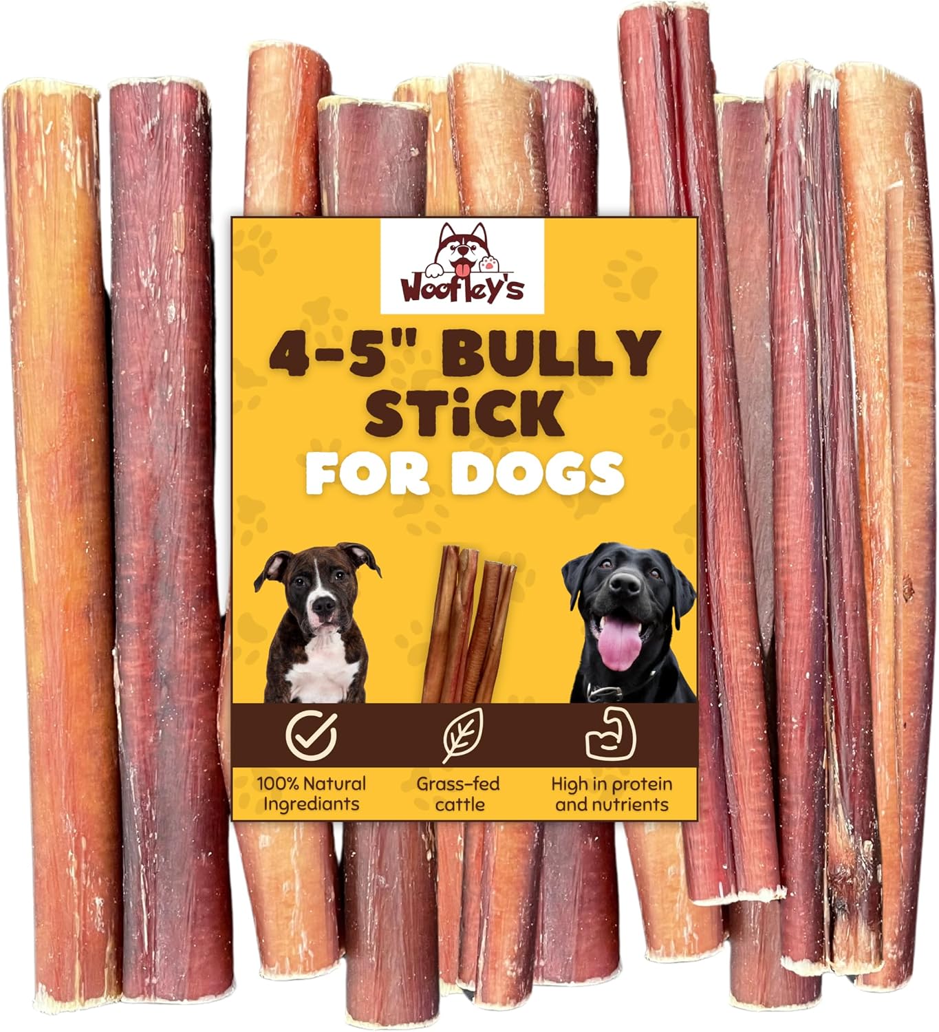 Woofley's dog chews nutritional information and room temperature storage text