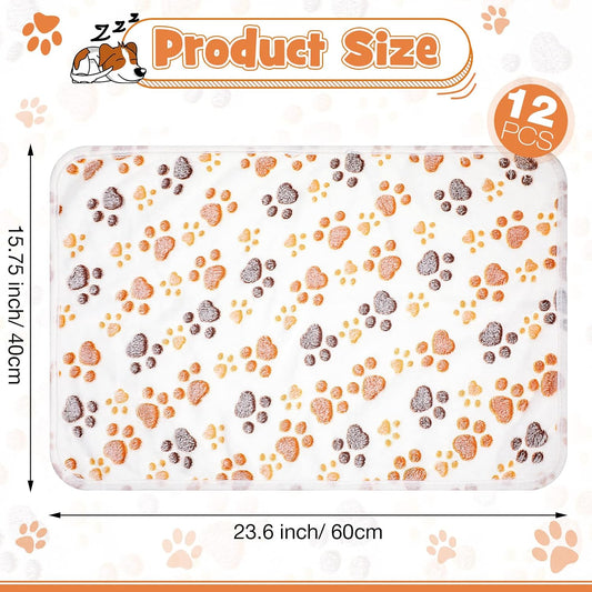 Tegeme soft fluffy fleece dog blankets stacked neatly in a pack of twelve pieces