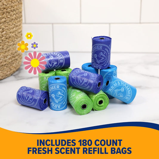 Arm and Hammer dog poop bags showing the easy tear perforated seam.