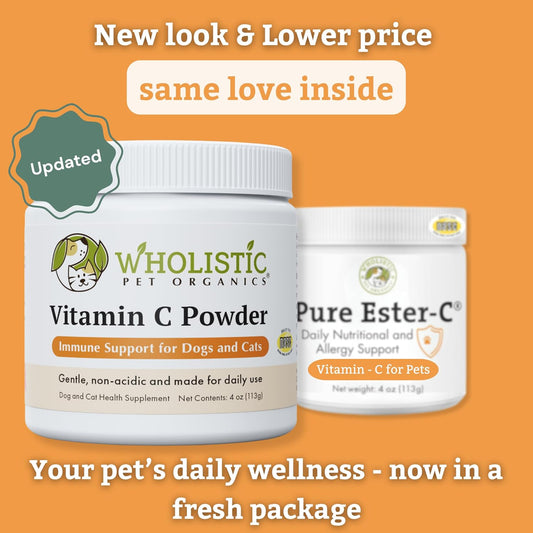 Wholistic Pet Organics calcium ascorbate dog allergy relief supplement label details