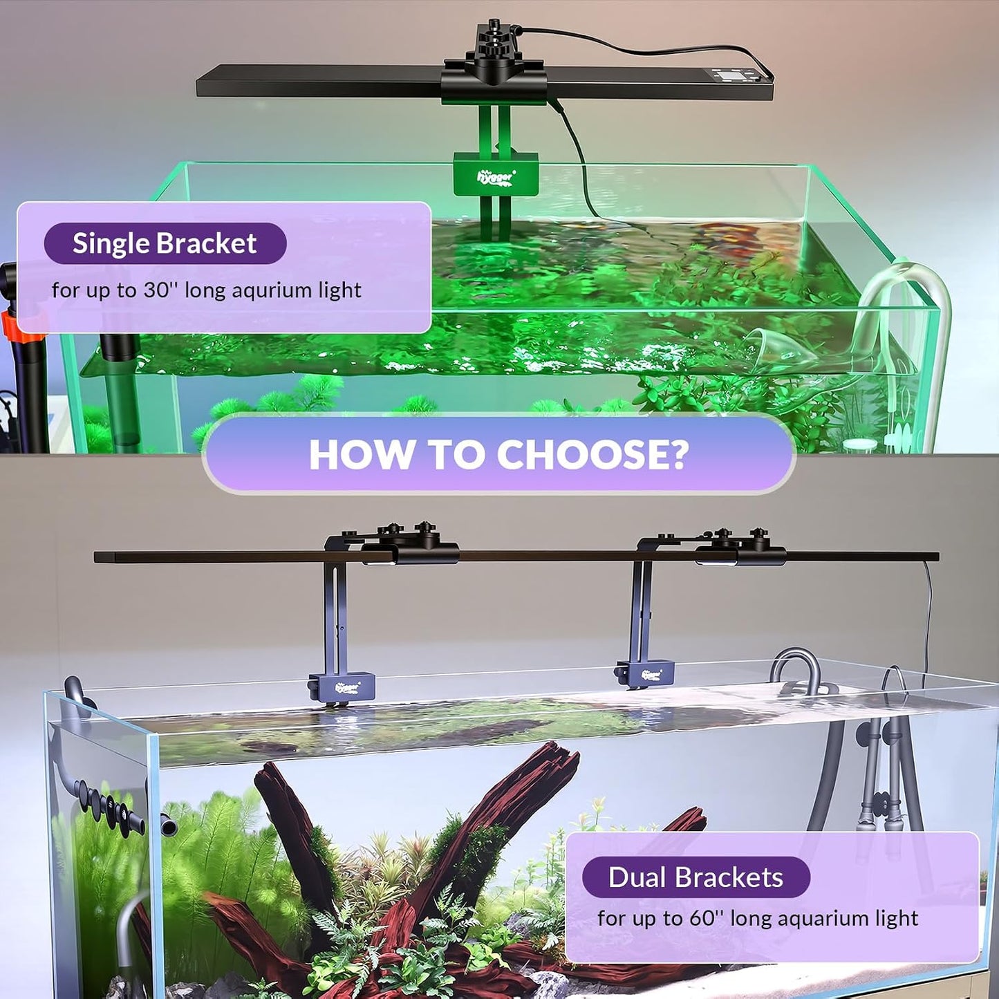Hygger planted tank light riser stand installed on a freshwater aquascape
