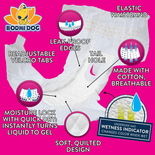Super absorbent disposable pee wraps for extra large female dogs highlighting the quick dry gel core