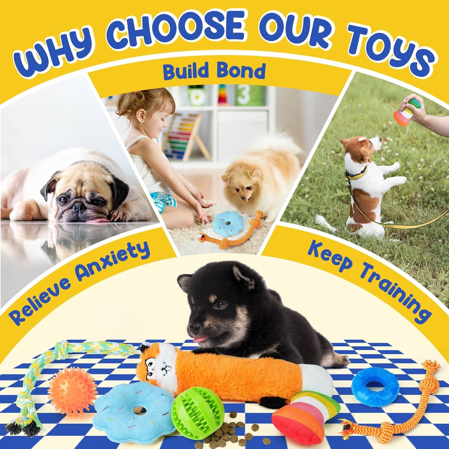 Puppy engaging with PatsFran interactive chew set
