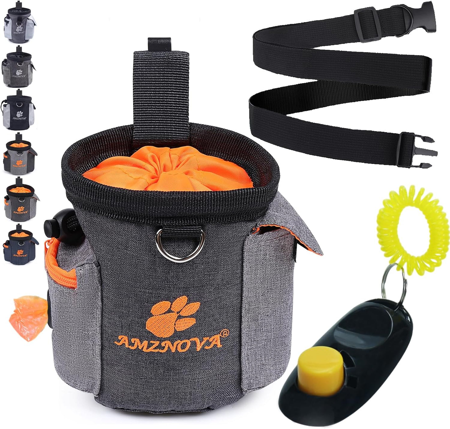 AMZNOVA Dog Treat Bag Treatnow Dog Treat Pouch, Training Pouch with Waist Belt & Clicker for Training & Walking, Waist Clip On Snack Fanny Pack for Pet, 3Cups, Black - Image 10