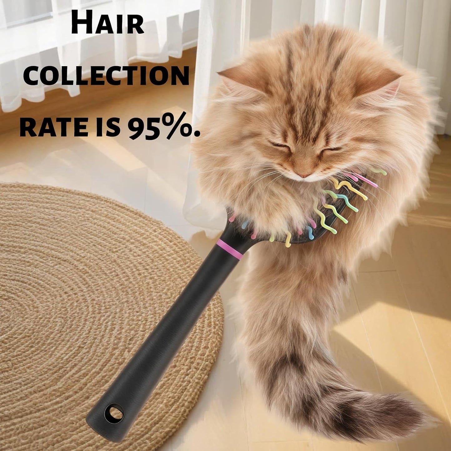 Tough Rainbow Bristle Mane/Tail Brush Rainbow Paddle Mane and Tail Brush Air Cushion Comb Detangler Plastic Forky Comb for Horses - Image 9