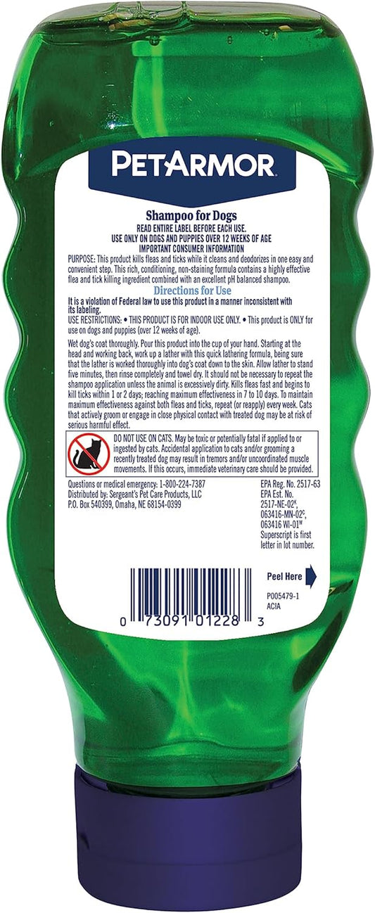 PetArmor dog flea treatment shampoo Sunwashed Linen packaging back labels