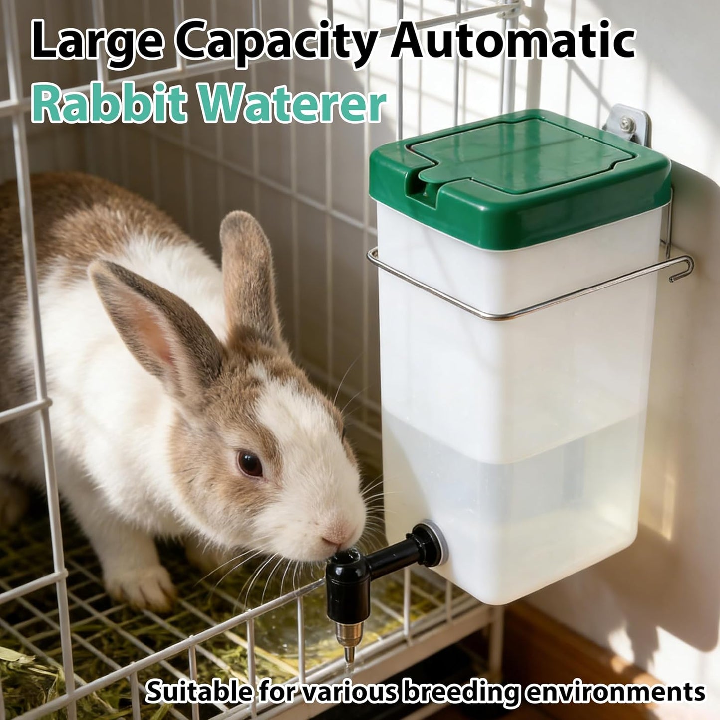 2Pack Rabbit Water Bottle,32oz Small Animal Water Bottle for Cage,Food Grade Plastic Water Dispenser for Small Pet/Bunny/Rabbits/Guinea PigsGuinea Pigs/Ferret/Hamster/Guinea Pig/Chinchilla/Mouse - Image 6