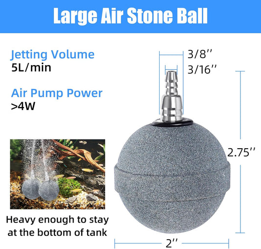 Two pack of AQUANEAT aquarium aerator stones displaying the durable metal inlet connection.