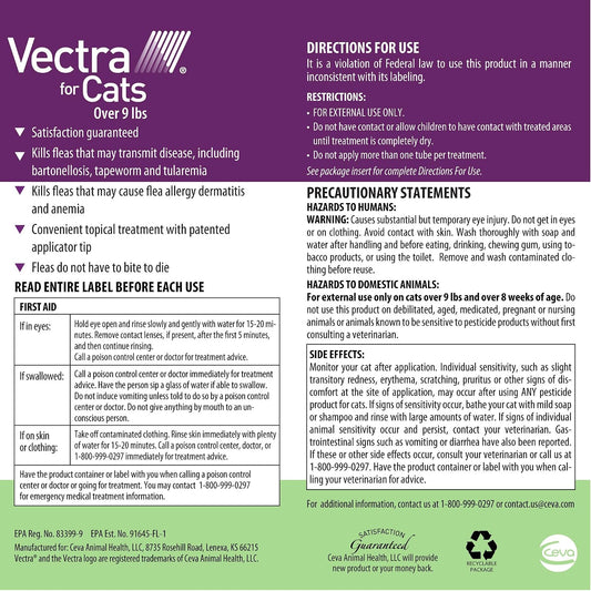 Vectra green topical flea prevention solution for cats over nine pounds