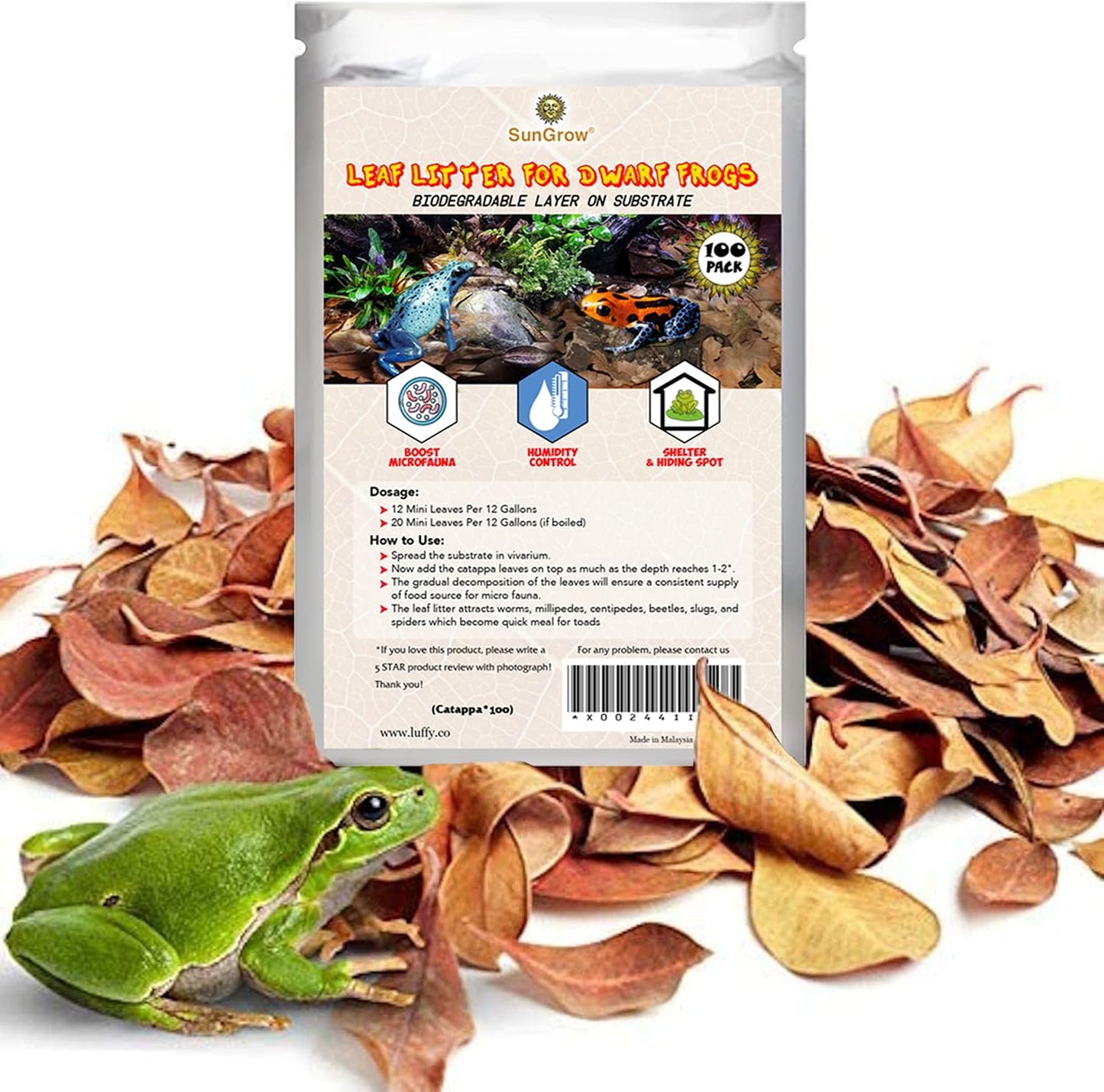 SunGrow 50 piece leaf litter packaging details
