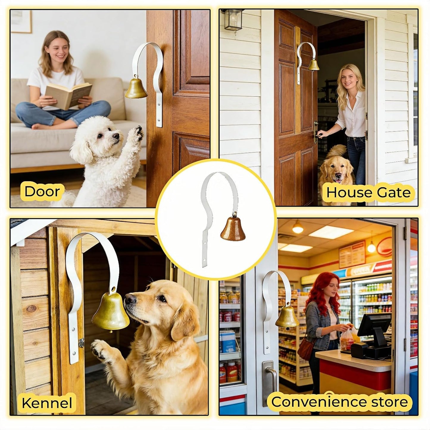 Dog Doorbell for Potty Training, Wall Mounted Bronze Bell with White Metal Bracket, 7.09 Inch Height, Includes 3 Mounting Screws, Scratch-Free Design, Rust-Proof - Image 9