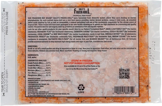 Close up of San Francisco Bay Brand Frozen Krill texture
