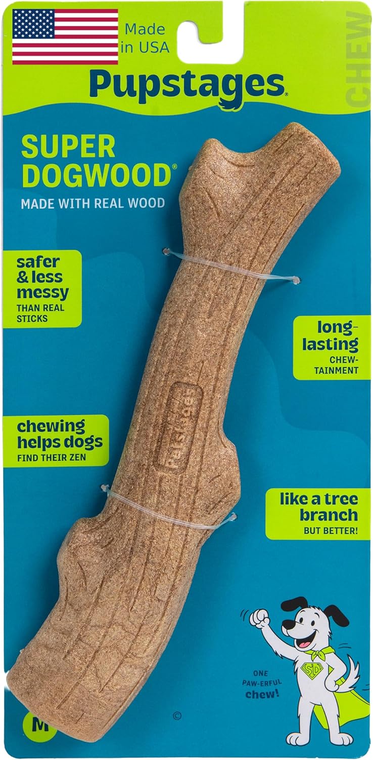 Pupstages Super Dogwood Dog Chew Toy, Made in the USA, Real-Wood Blend, Natural Wood Flavor & Texture,Moderate Chewers, XS, 6" - Image 9