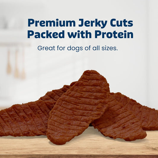 Natural beef jerky dog treats in a bag for all life stages