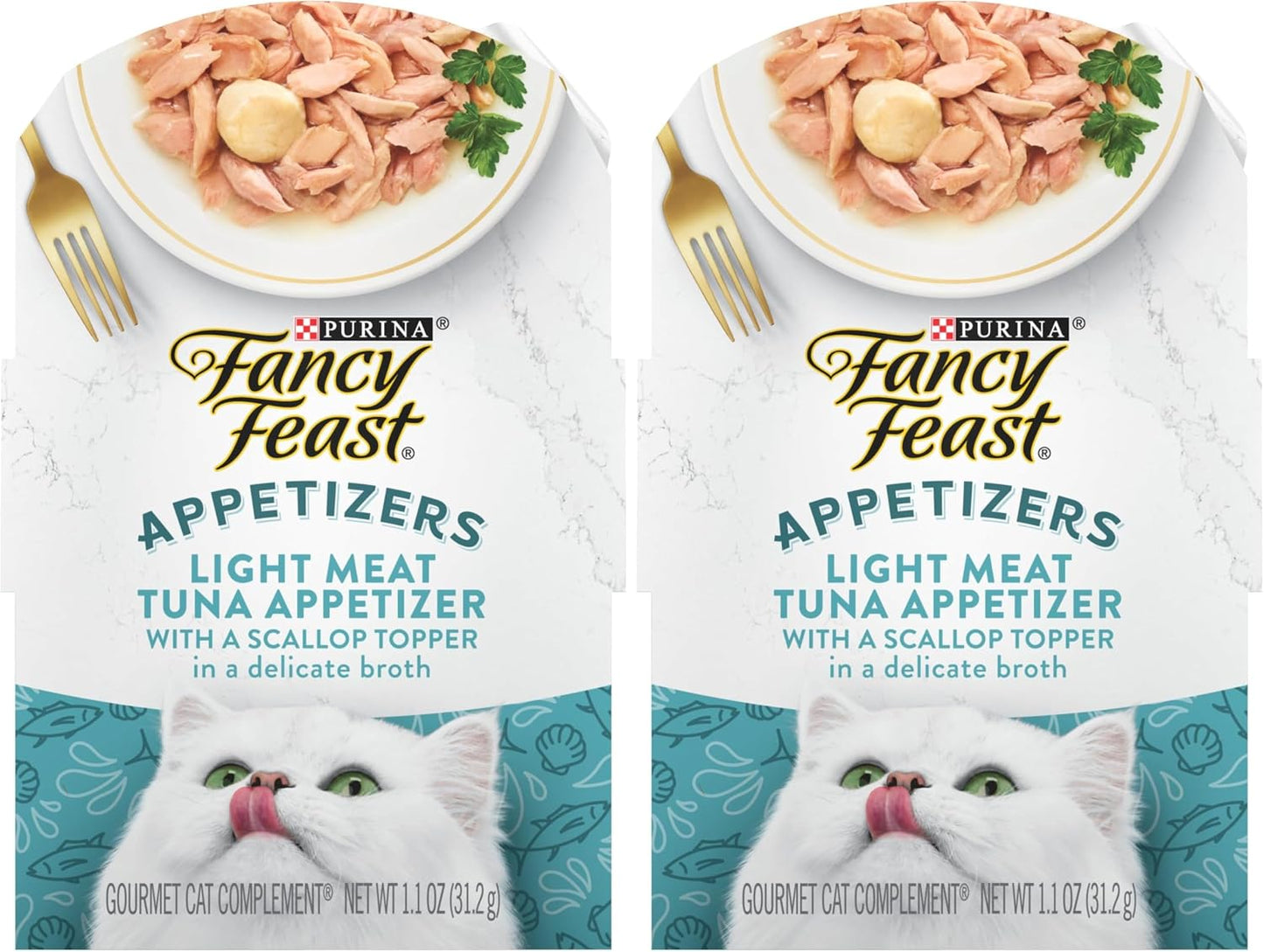 Purina Fancy Feast Appetizers Lickable Grain Free Wet Cat Food Topper Light Meat Tuna Appetizer with Scallop - (Pack of 10) 1.1 oz. Trays - Image 9
