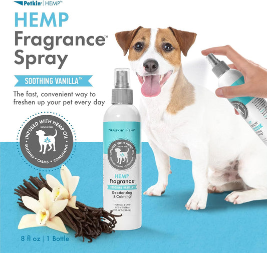 Front view of Petkin 8 fluid ounce hemp fragrance bottle