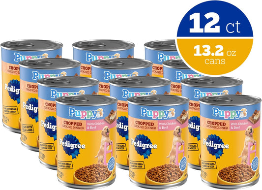 Pedigree Puppy wet food chicken and beef twelve pack case