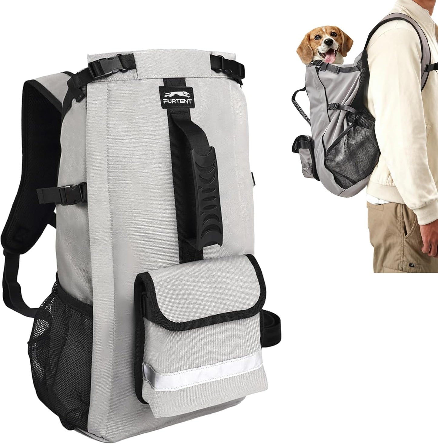 Dog Backpack for Small & Medium Dogs - Adjustable Pet Carrier for Travel & Hiking, Hands-Free Puppy Backpack with Storage Pockets, Breathable Mesh, Reflective Strips & Non-Slip Handle - Image 10