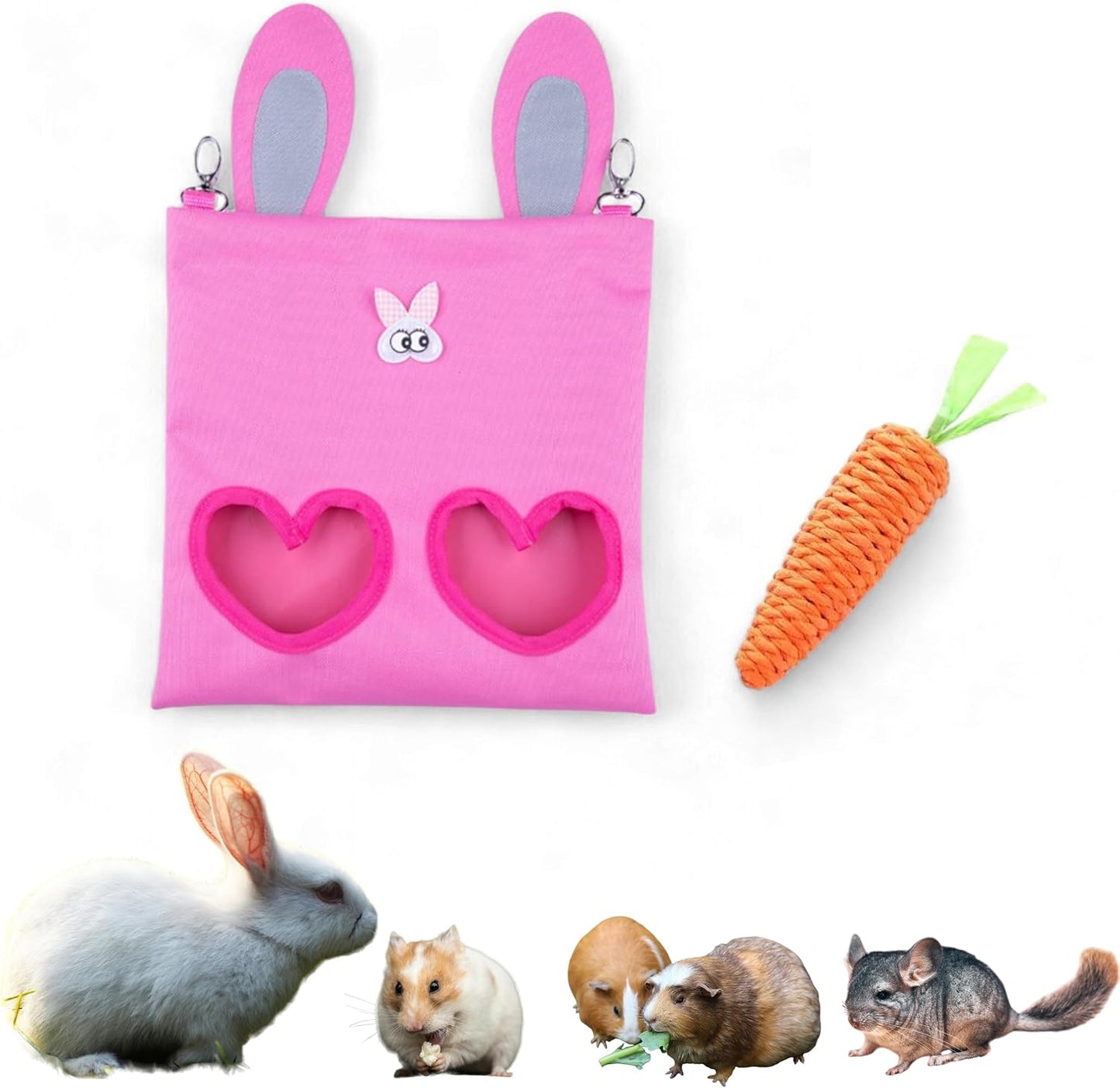 Cute Hanging Rabbit Hay Feeder Bag, Guinea Pig Hay Bag, Bunny Feeders Holder Storage For Small Pets Bunnies Chinchilla Hamster Rats, Guinea Pig Accessories For Cage, Bunny Accessories For Cage (Green) - Image 9