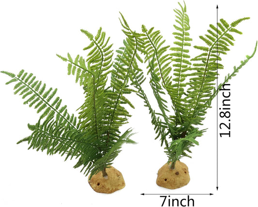 Close up of JIHAQUA reptile plastic fern foliage texture