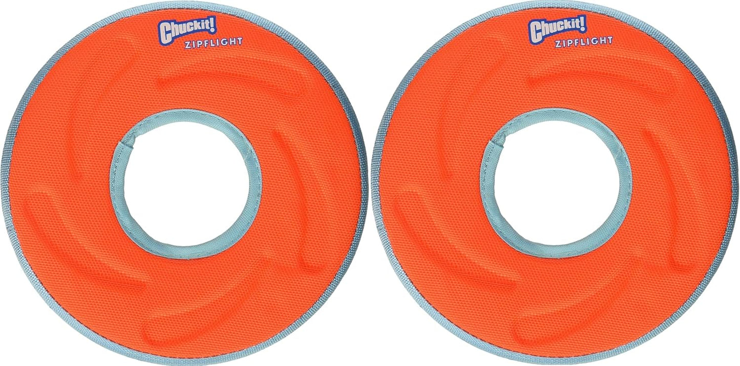 Durable orange Chuckit! Zipflight frisbee for outdoor dog play