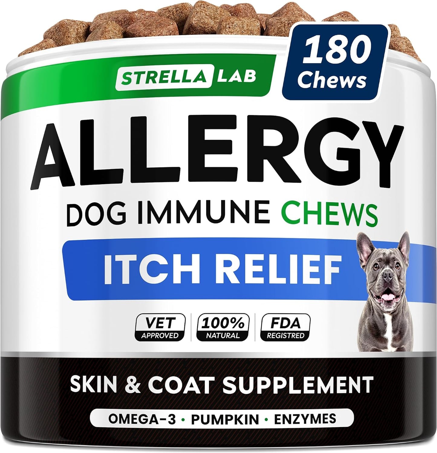 StrellaLab immune and skin support chews for dog allergy relief