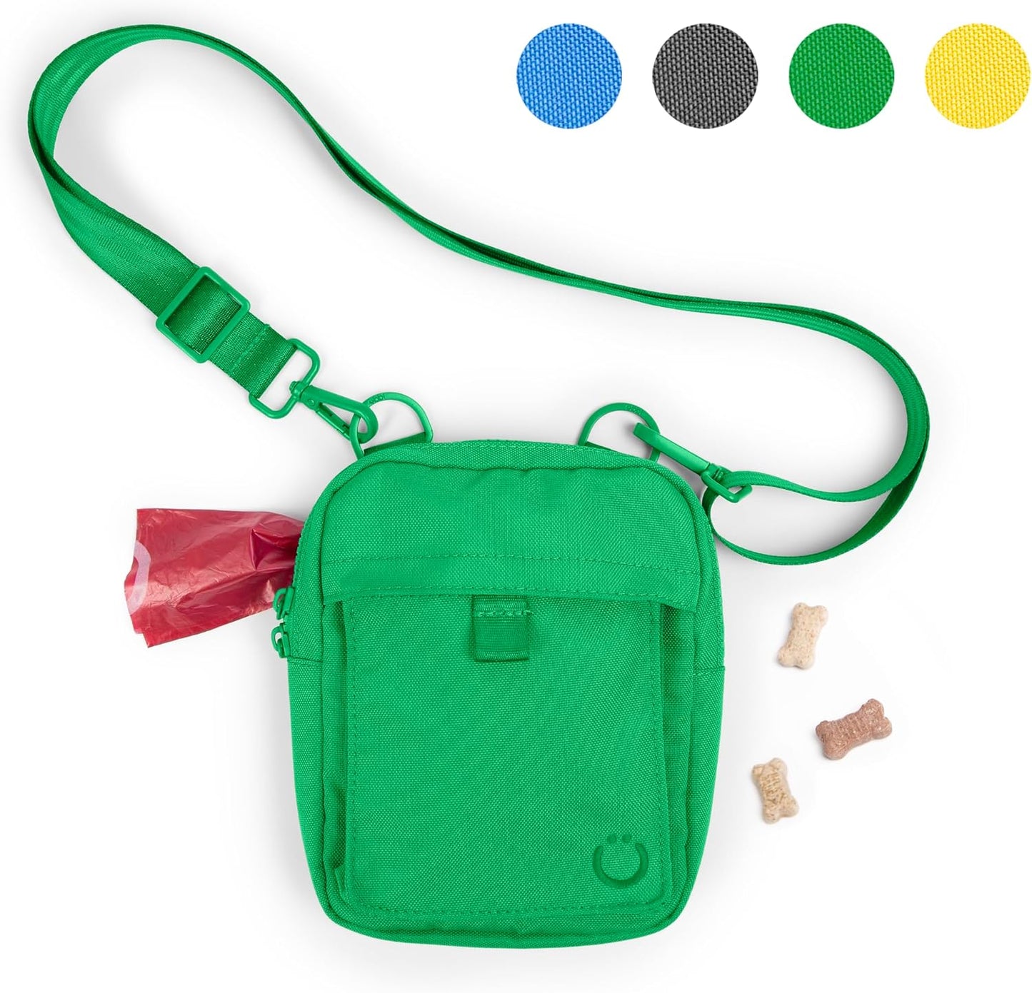 Ubbi Dog Treat Pouch for Training & Walking, 3-Way Wear Options - Crossbody, Waist, or Clip-On - with Magnetic Closure & Poop Bag Dispenser, Recycled RPET, Blue - Image 10
