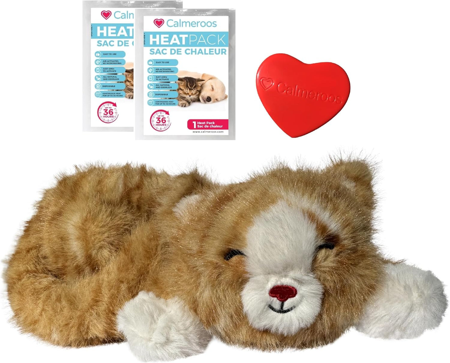 Plush Heartbeat Toy - Calming Anxiety Relief Toys for Puppies and Kittens - Heartbeat in a Soft Comforting Pet Plush for Dogs and Cats (Orange Kitty w/Heart) - Image 7
