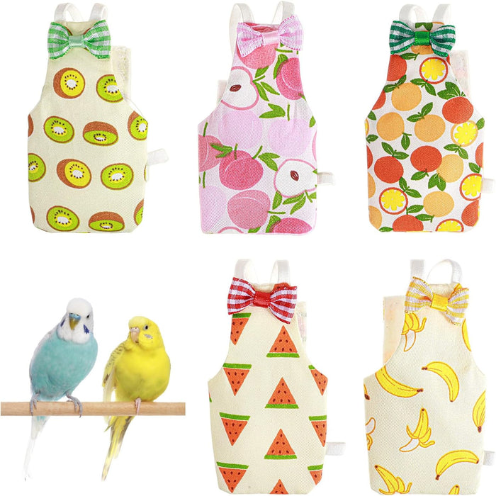 5 PCS Bird Diaper, Reusable Parrot Nappy Flight Suit Washable Pet Bird Diapers with Waterproof Inner Adjustable Straps Birds Diapers for Parakeet Cockatiel Mini Macaw Budgie Lovebird Canary - Image 1