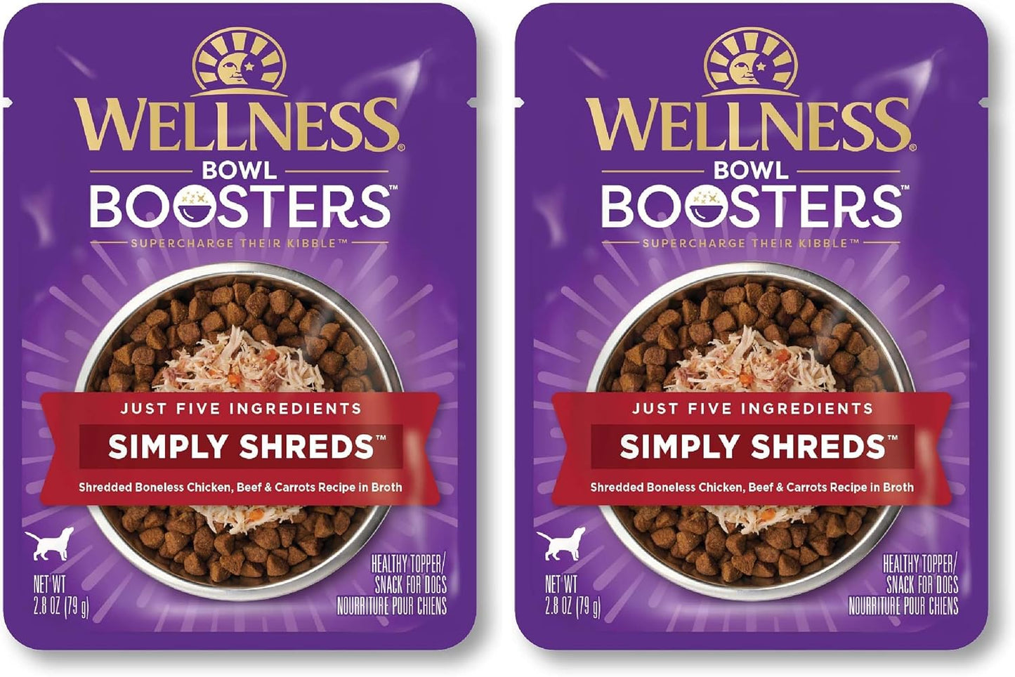 Wellness Bowl Boosters Simply Shreds Variety Pack Wet Dog Food Topper for Small, Medium, and Large Breeds, Grain Free, Natural, Chicken Recipes, 2.8 oz, Pack of 12 Pouches - Image 15