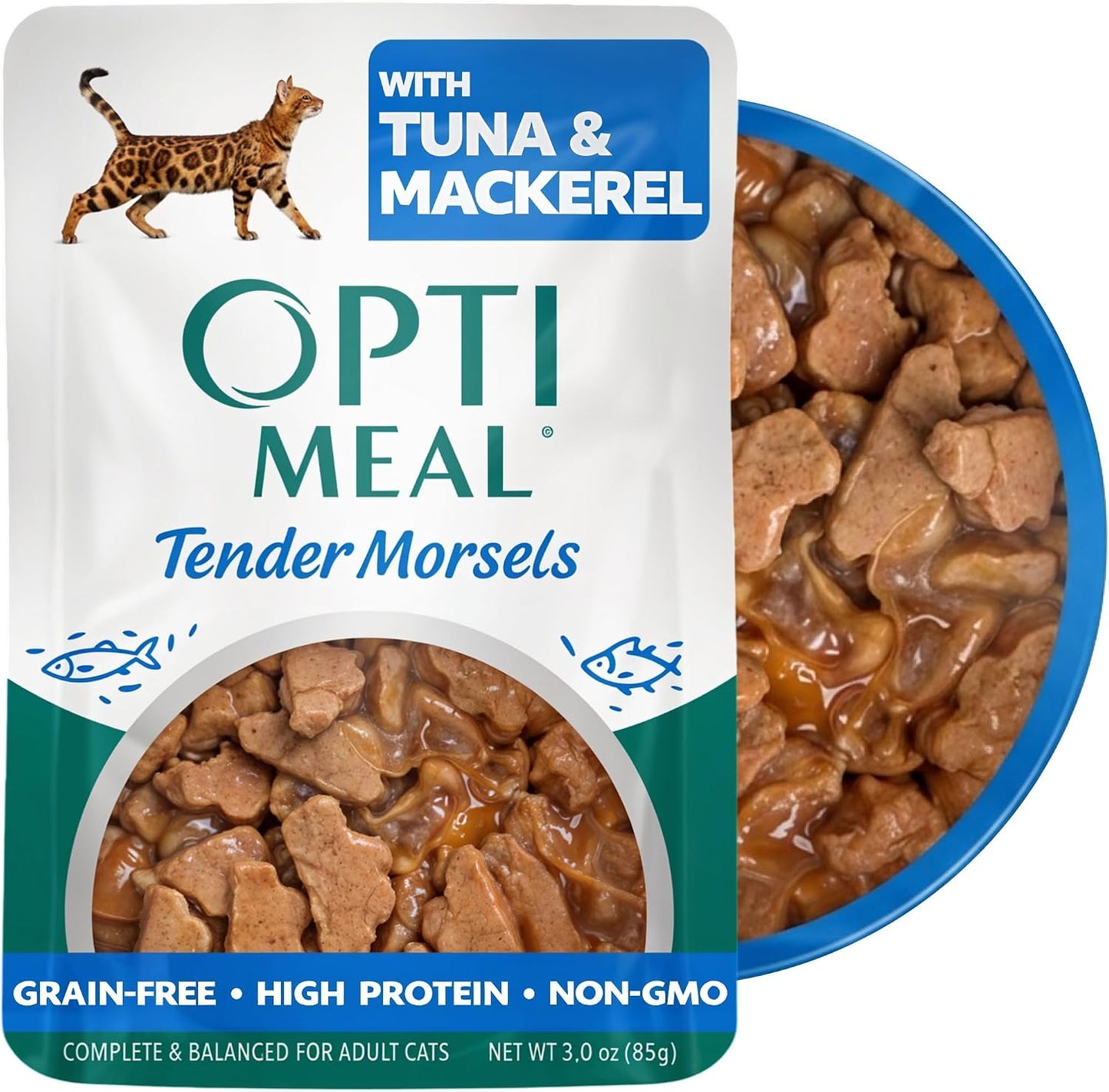 Optimeal Wet Cat Food Variety Pack - Surf & Turf Selection, Grain Free Tender Morsels, High Protein Premium Nutrition Made with Natural European Ingredients, Adult Cat Pouches 3oz (Pack of 12) - Image 9