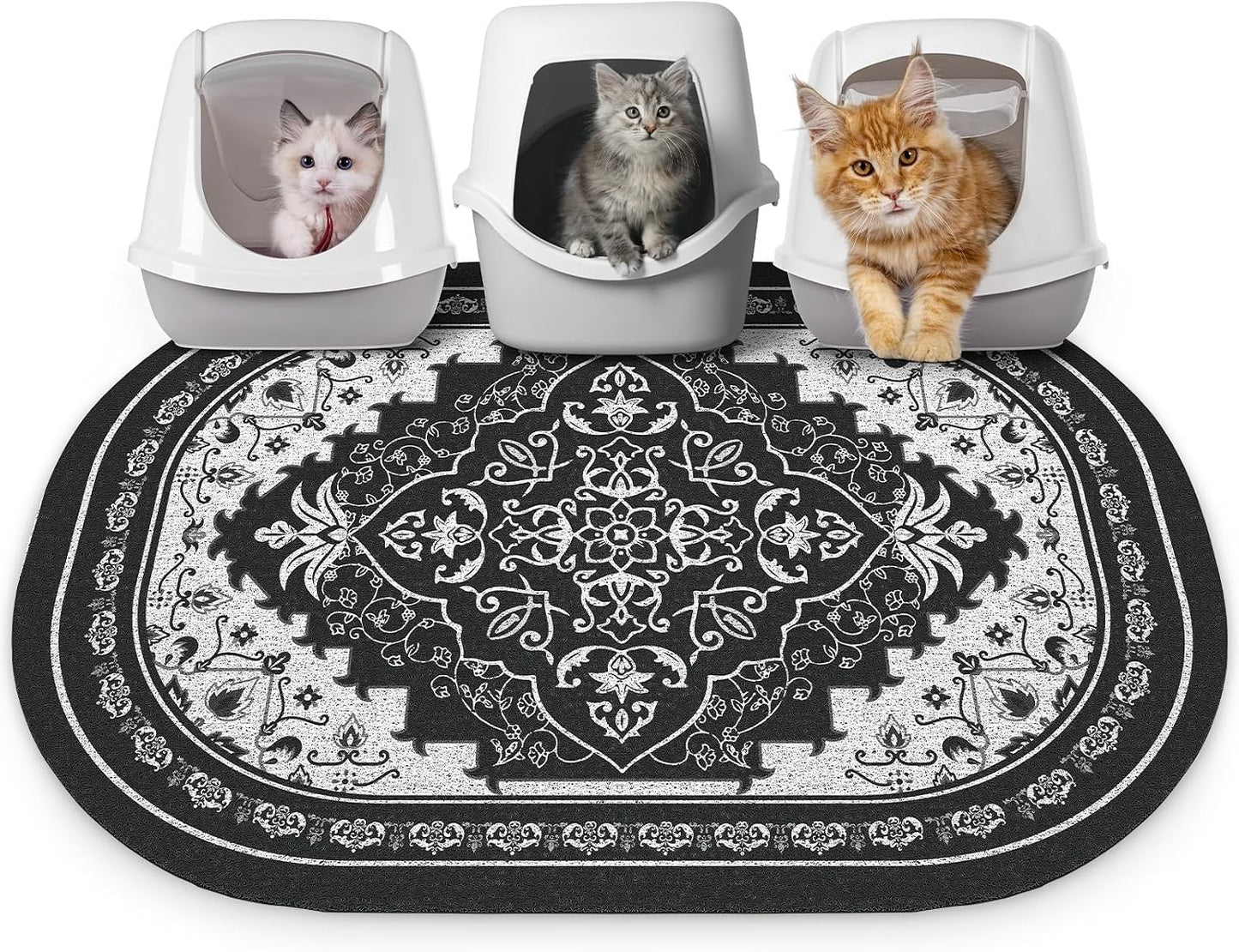 Bienbee Cat Litter Mat, 24" x 15" Litter Box Mat Rug with Non-Slip Bottom,Urine and Water Proof, Easy to Clean Cat Supplies Essentials for Indoor Kitty Kitten Floor, Bean-Green M - Image 15