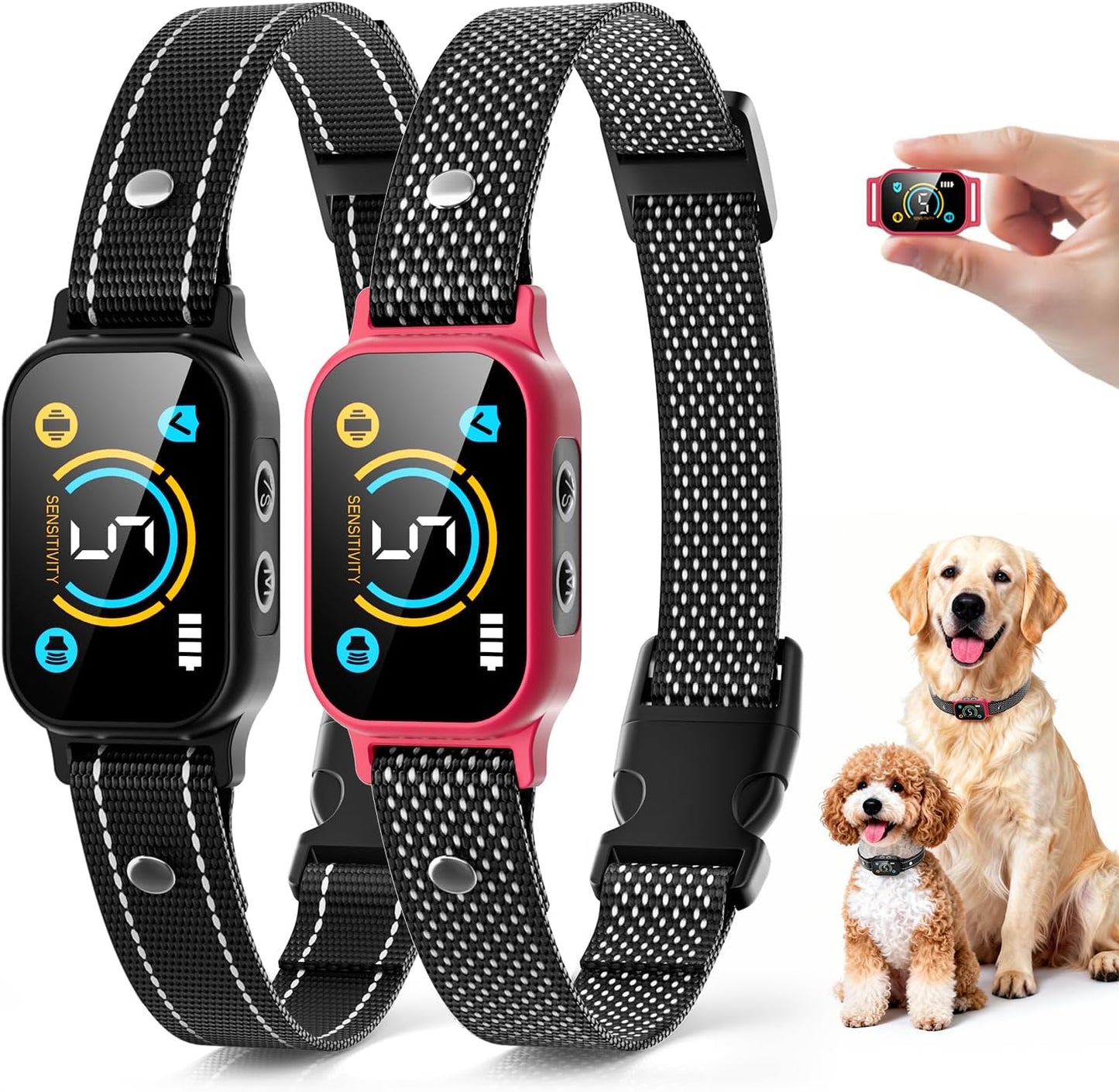 2 Pack Bark Collar, Smart Dog Bark Collar for Large Medium Small Dogs, Rechargeable Ultra-Light Training Collar with Beep Vibration, Anti Barking Device with 5-Level Sensitivity (Black) - Image 10